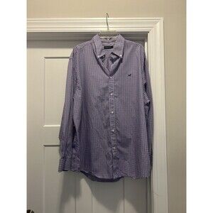 Southern Marsh Cotton Purple Blue plaid L/S Poplin Button Down Shirt Size 2X XXL